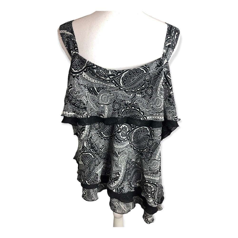 Fashion Bug Assymetrical Layered Flowy Paisley Print Blouse - Picture 4 of 6